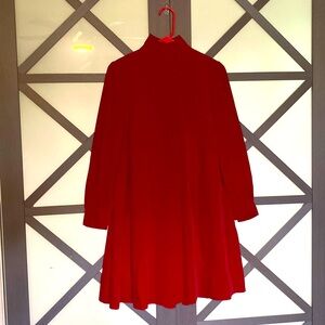Vintage handmade high neck mini dress RED VELVET